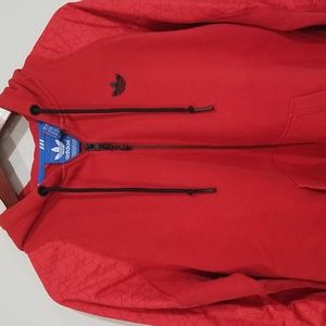 Adidas Mens Full Zip Hooded Jacket Long Sleeve Pockets Red Size XSMALL